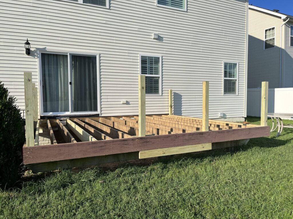Deck frame being rebuilt with new boards